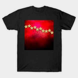 Spectacular gold flowers in red and black grunge texture T-Shirt